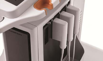 Ultrasound System, der har plads til 3 til 4 transducere, er ideelle, da transducerne kun skal monteres én gang på systemet, hvorefter der kan foretages valg på kontrolpanelet.