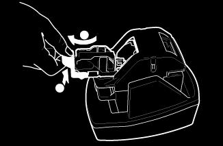 Vedligeholdelse Udskiftning af hæfteklammer i den elektriske hæftemaskine 1. Løft håndtaget på bagsiden af den elektriske hæftemaskine, og drej derefter forsigtigt hæftehovedet ud mod dig. 2.