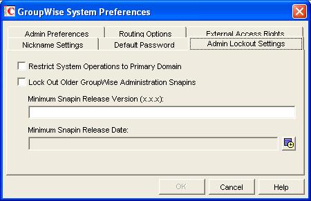 Restrict System Operations to Primary Domain: Enable this option to allow an administrator to perform system operations (Tools > GroupWise System Operations) only when he or she is connected to the