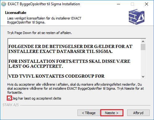4- ExactDatabaseSetup (Denne installation er Valgfri og er ikke en nødvendighed for at Sigma kan fungere) Dobbeltklik på