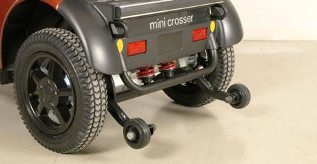 Antikip / støttehjul Mini Crosseren er et meget stabilt køretøj. MEN ved forkert vægtfordeling eller uagtsom kørsel kan der dog være en vælterisiko.