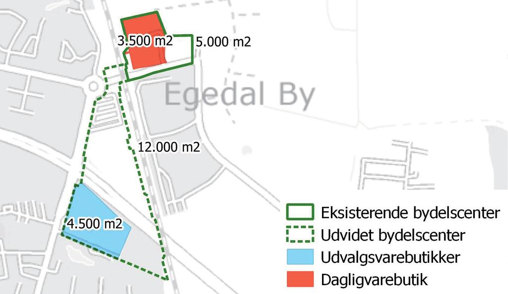 Oplandet Bydelscentret Egedal By ligger i Frederikssund byfingeren (jf. Fingerplan 2019), der betragtes som et samlet byområde. Bydelscentret ligger i den østlige del af Stenløse- Ølstykke med 14.
