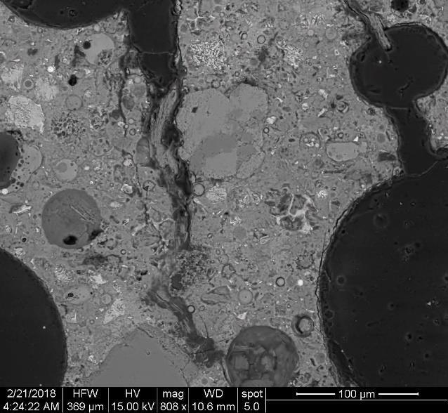 S/Ca Microanalysis: SEM-EDX Object: Concrete Core Project No. 2006146 Sample ID 1 Lab ID: 8075-1 Position: 86-132mm 25.