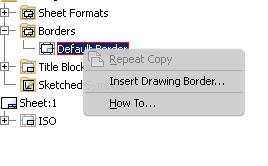 en ny tegneramme, højreklik på Default Border og vælg Insert Drawing Border 6.