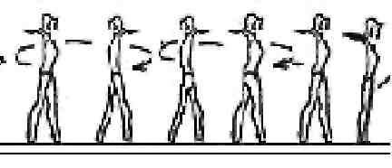 F Un pas, préparation pirouette, ½ pirouette (180 ) bras en haut, jambe libre en retiré (pointe du pied au genou de la jambe d appui).