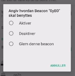 Tryk på aktiver og din ibeacon er nu tilknyttet din app.