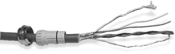 Terminér afløbsledningerne inden i forskruningen. Nedlæg kabel i installationsrør Færdig (udfør ikke afskærmningsprocedur e) NPT Forskruningstyp e M20 1. Fjern 115 mm af kabelkappen. 2.