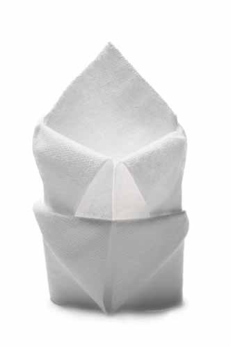 Napkin Folding 101: The Bishop s Hat 1 Fold the napkin in half diagonally to form a triangle. 4 Fold the corner back to the bottom edge.