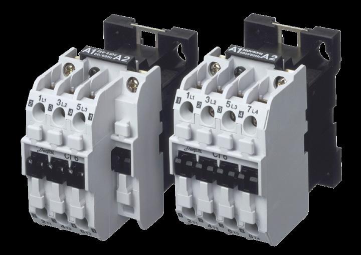 Minikontaktorer CI 6 CI 50, til a.c. spolespænding (no built-in auxiliary contacts) Kontaktorer CI 6 CI 50 med AC-spolespænding dækker effektområdet 2.2 25 kw.