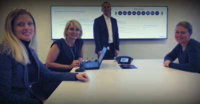 På billedet fra venstre: Charlotte Kjeldgaard, Senior Sourcing Manager; Trine Thorn, Head of Workplace Management DK; Tom Lund, Account Executive, ISS; Charlotte Hartvig, Sourcing Manager.