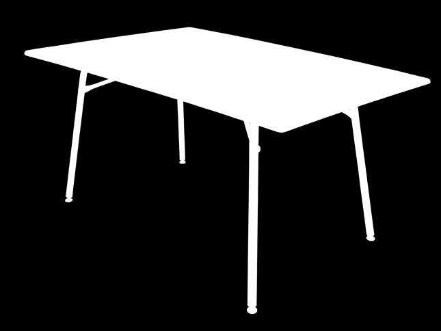 BORDE NYHED CAMPINGSPISEBORD Stabilt spisebord skabt til livet på campingpladsen. Bordet har et stilrent udtryk med afrundede kanter og hjørner og let vinklede bordben.