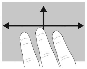 Placer tre fingre let adskilte på TouchPad.