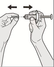 Trin 7: Træk tilbage Hold midt på injektionssprøjtens hoveddel med kanylen pegende væk fra dig