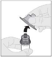 Sæt stempelstangen (C) på sprøjten med solvens ved at sætte spidsen af stempelstangen ind