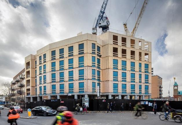 Tredje projekt på Dalston Lane: verdens største byggeplads for træbyggeri Verdens til dato største træbyggeri er i år påbegyndt på Dalston Lane i London.