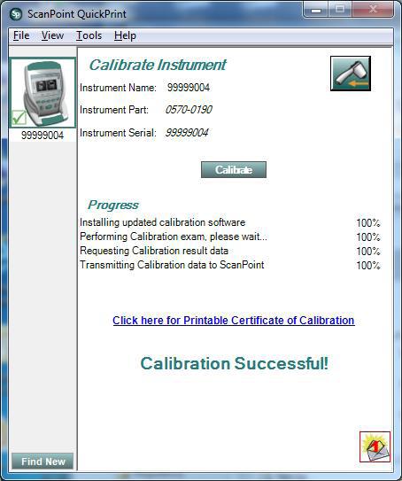 11. Hvis kalibreringen lykkedes, vises en meddelelse Calibration Successful (Kalibrering fuldført) i computerens display.