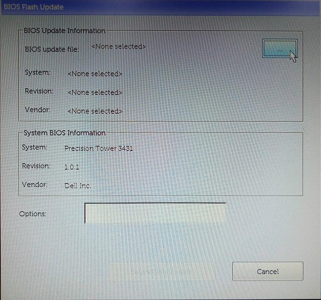 4. Vælg den eksekverbare BIOS-fil og tryk på OK.