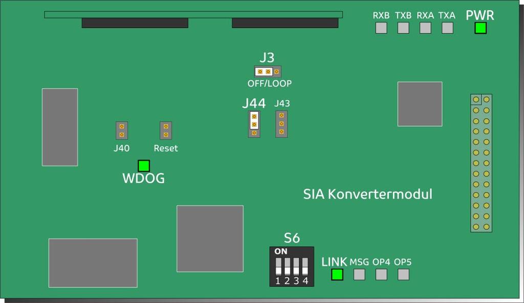 HW konvertermodul SIA konvertermodulet er designet som et AddOn modul på 100x55mm med en 26 polet konnector. Modulet er tilpasset en TDC standard for specielle funktionsenheder.