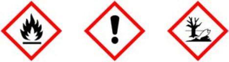 2.2. Mærkningselementer Mærkning - (EF) Nr. 1272/2008 [CLP/GHS] GHS02 GHS07 GHS09 Signalord Fare Farehenvisninger H222 H229 H315 H336 H411 Yderst brandfarlig aerosol. Beholder under tryk.