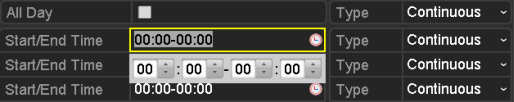 Figure 5. 7 Grænsefladen Optagelsesplan Du kan klikke påknappen for at angive det præcise tidspunkt i tidsplanen. II.