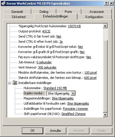 4 Windows 2000, Windows XP og Windows Server 2003 Enhedsfunktioner og udskriftsindstillinger Dette afsnit beskriver printerspecifikke indstillinger for printerdriverens egenskaber.