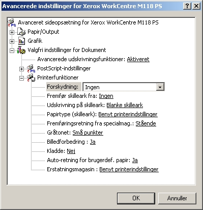 4 Windows 2000, Windows XP og Windows Server 2003 Indstillinger Kontering Angiver om alle brugere eller kun systemadministratorer kan ændre de autoriserede indstillinger.