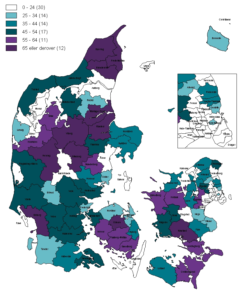 Nøgletal 2B: Visiteringer af flygtninge fordelt på kommune Kommuner med flest visiterede flygtninge i 2013 2013 2012 Aarhus Frederikshavn Silkeborg Viborg Randers 123 95 94 94 88 27 50 54 77 44