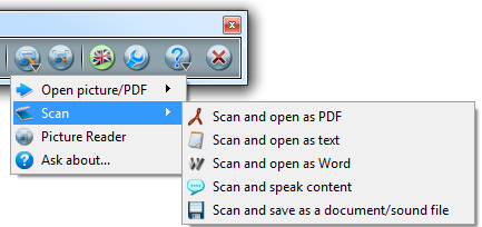 Kapitel 2. SkanRead i CD-ORD og programmenuen Fra CD-ORDs værktøjslinje kan du skanne og konvertere filer med SkanRead.