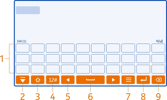 Skrive tekst Indtastning af tekst med det virtuelle tastatur Brug af det virtuelle tastatur Du kan aktivere det virtuelle tastatur ved at vælge et felt til tekstindtastning.