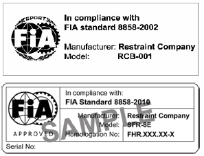 Ariel fed 2,5 mm FIA logo i størrelse 19,5 x 18 mm Fabrikantens navn kan erstattes af