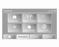NAVI 80 IntelliLink Når navigationssystemet er aktivt, trykkes der på r på displayskærmen (én eller flere gange) for at vende tilbage til Infotainment-systemets startside.