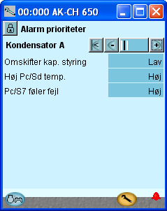 Opsætning - fortsat Indstil alarmprioriteter 1. Gå til opsætningsmenuen 2. Vælg Alarmprioriteter Der er tilknyttet en alarm til mange funktioner.