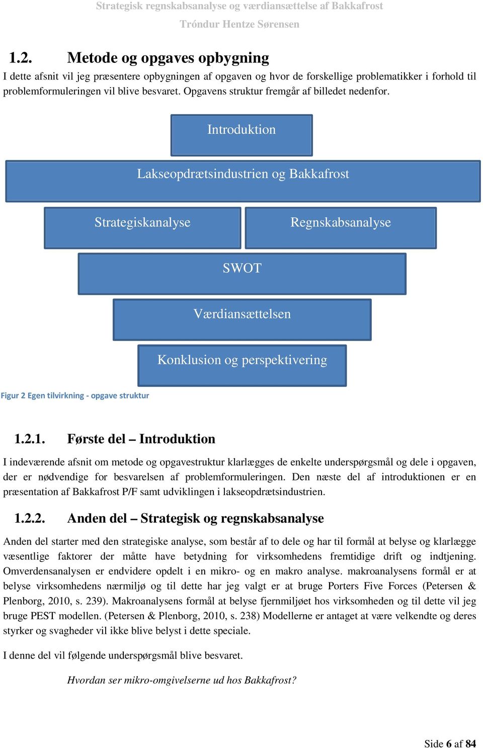 Introduktion Lakseopdrætsindustrien og Bakkafrost Strategiskanalyse Regnskabsanalyse SWOT Værdiansættelsen Konklusion og perspektivering Figur 2 Egen tilvirkning - opgave struktur 1.