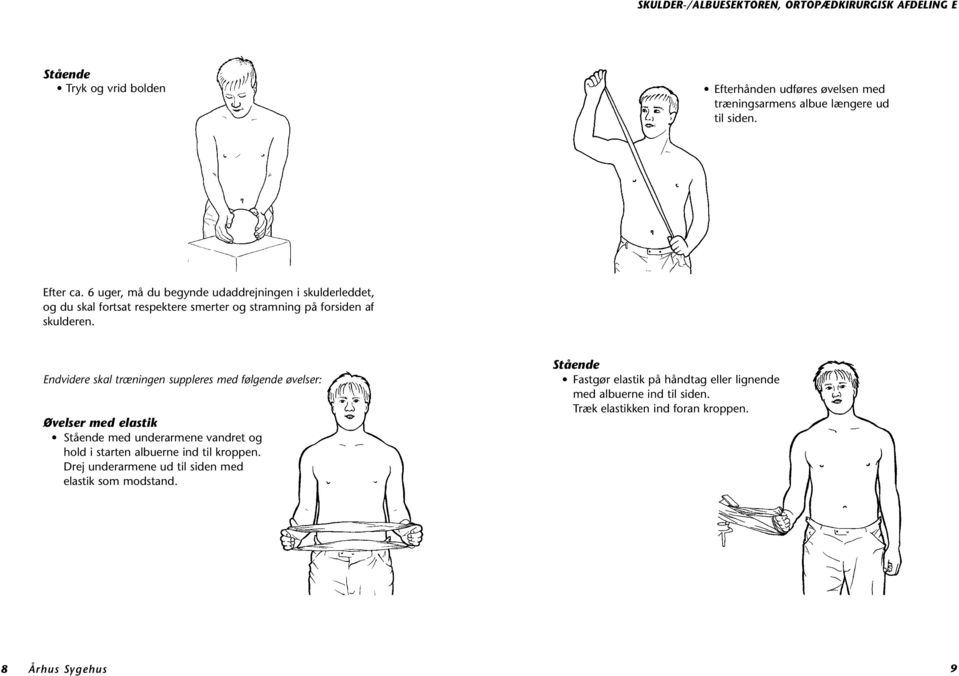 Endvidere skal træningen suppleres med følgende øvelser: Øvelser med elastik Stående med underarmene vandret og hold i starten albuerne ind til