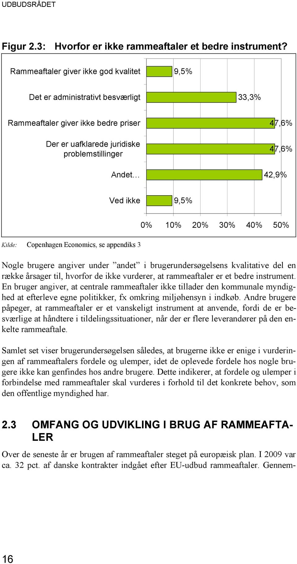9,5% Kilde: Copenhagen Economics, se appendiks 3 0% 10% 20% 30% 40% 50% Nogle brugere angiver under andet i brugerundersøgelsens kvalitative del en række årsager til, hvorfor de ikke vurderer, at
