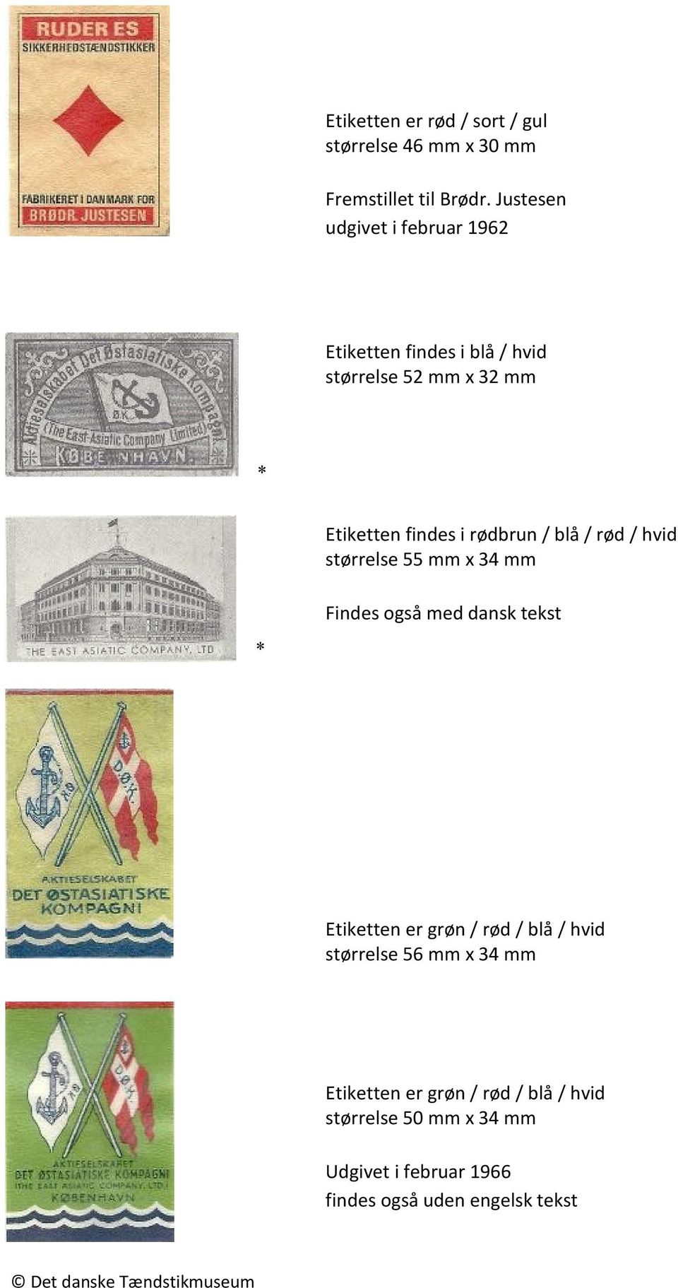 blå / rød / hvid størrelse 55 mm x 34 mm * Findes også med dansk tekst Etiketten er grøn / rød / blå / hvid