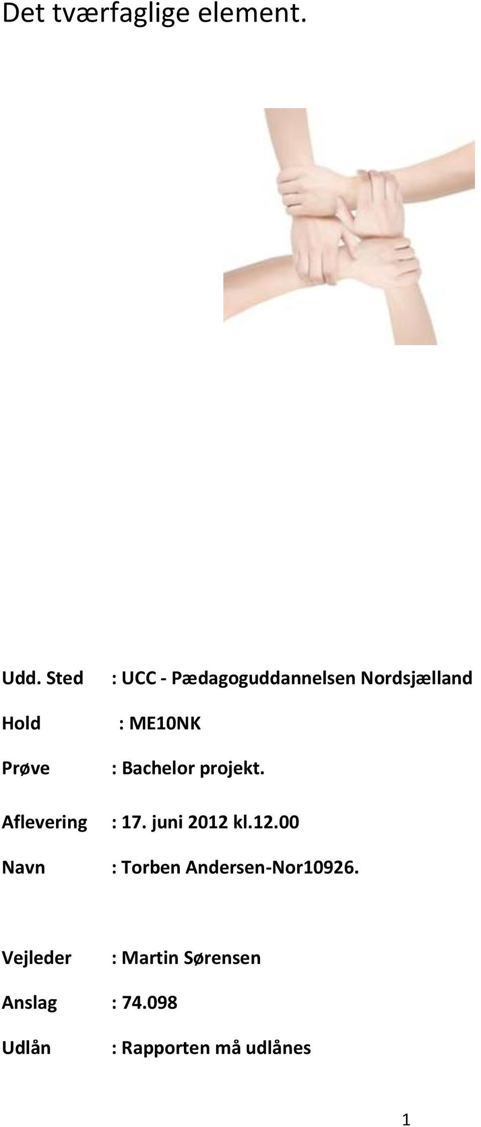 Nordsjælland : ME10NK : Bachelor projekt. : 17. juni 2012 