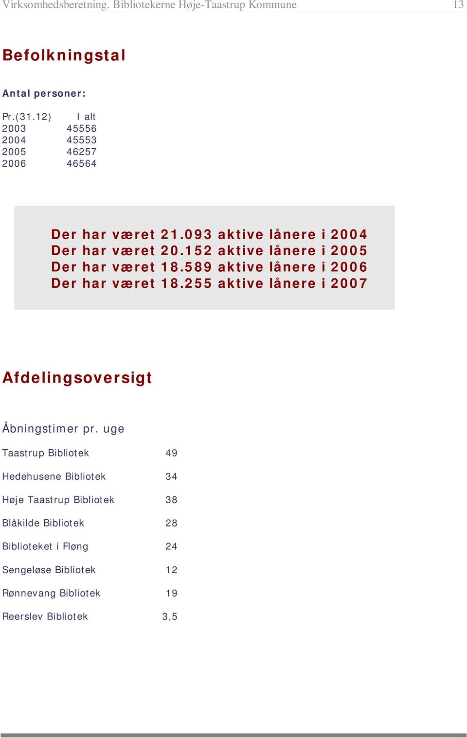 152 aktive lånere i 2005 Der har været 18.589 aktive lånere i 2006 Der har været 18.