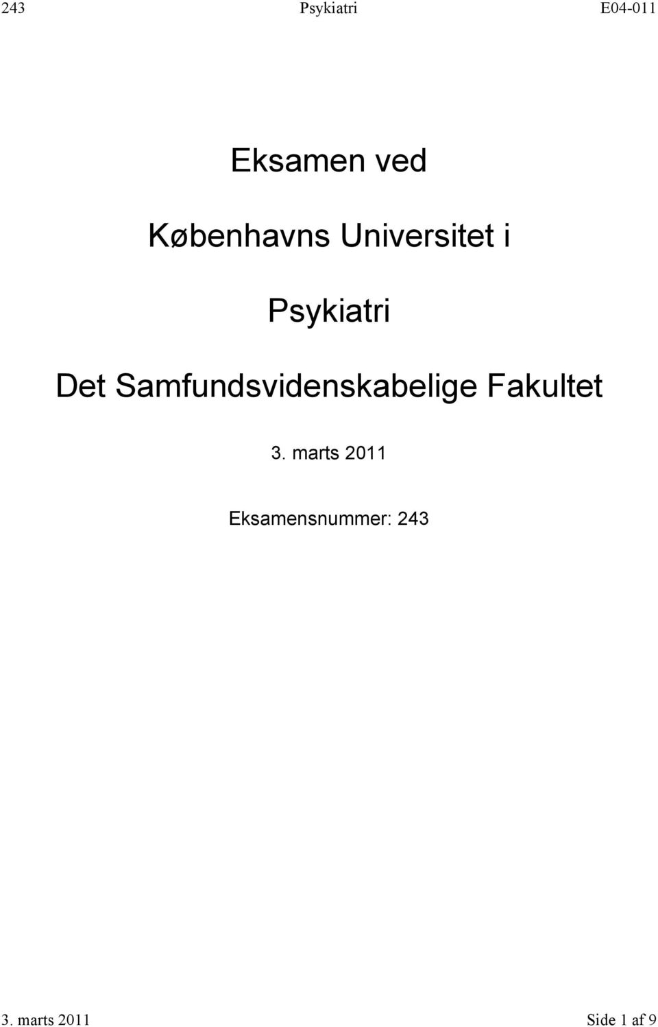 Samfundsvidenskabelige Fakultet 3.