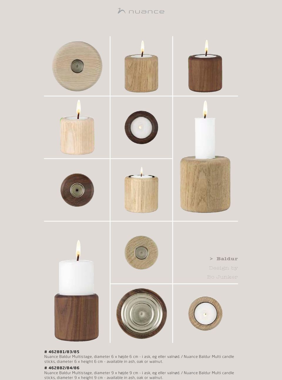 / Nuance Baldur Multi candle sticks, diameter 6 x height 6 cm - available in ash, oak or walnut.