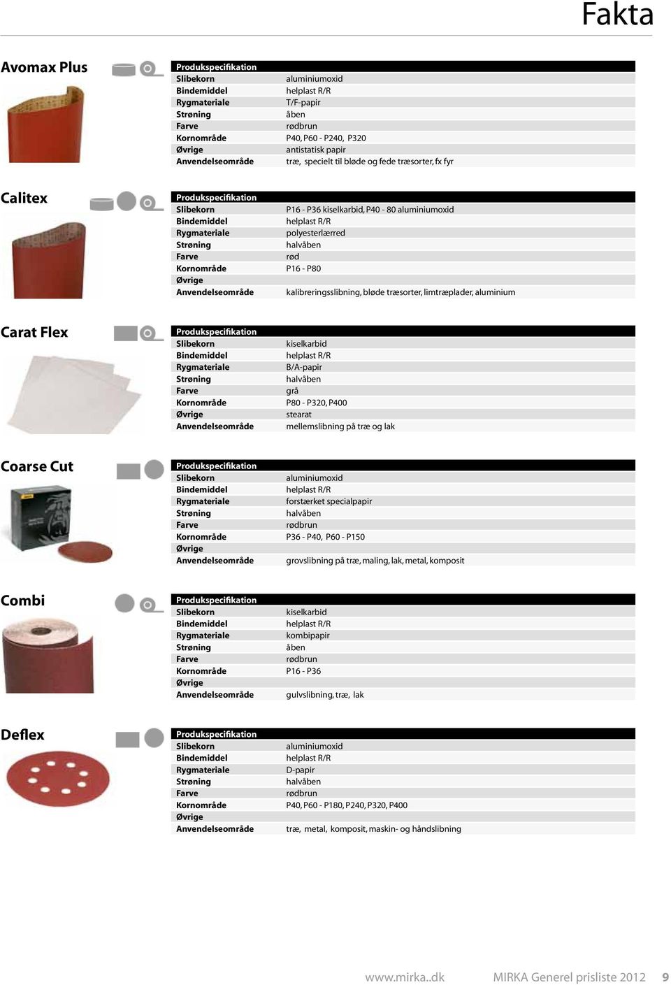 kiselkarbid, P40-80 aluminiumoxid helplast R/R polyesterlærred halvåben rød P16 - P80 kalibreringsslibning, bløde træsorter, limtræplader, aluminium Carat Flex Produkspecifikation Slibekorn