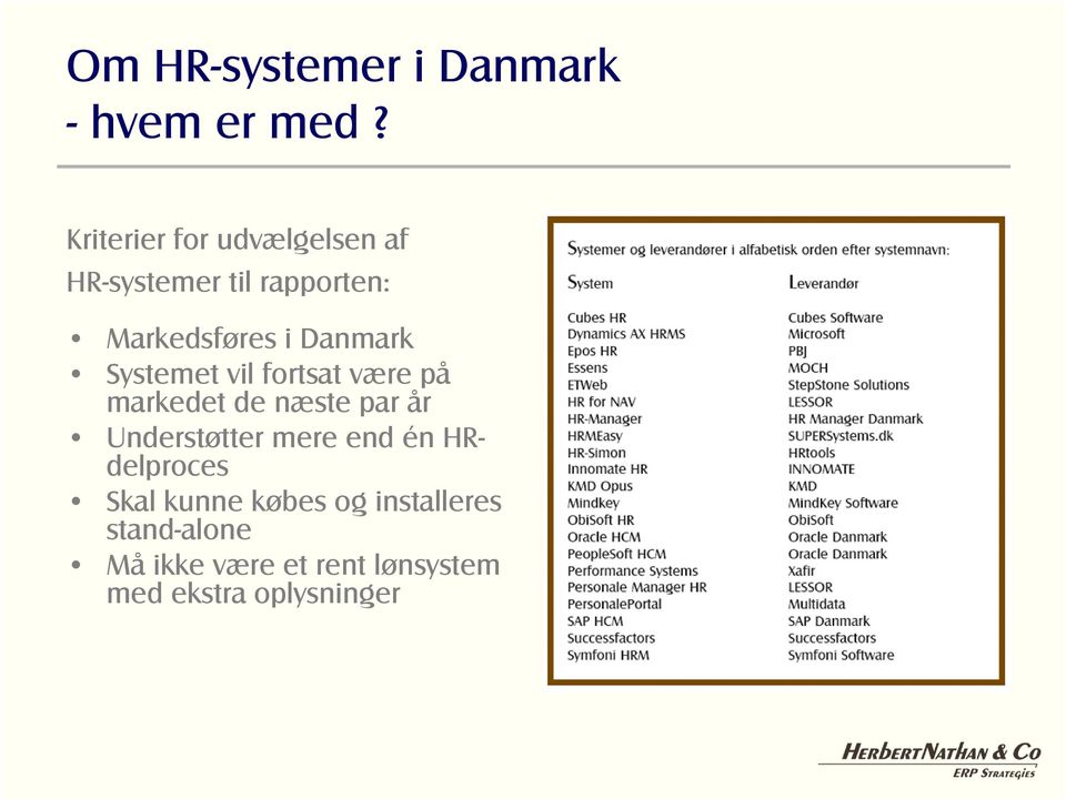Danmark Systemet vil fortsat være på markedet de næste par år Understøtter