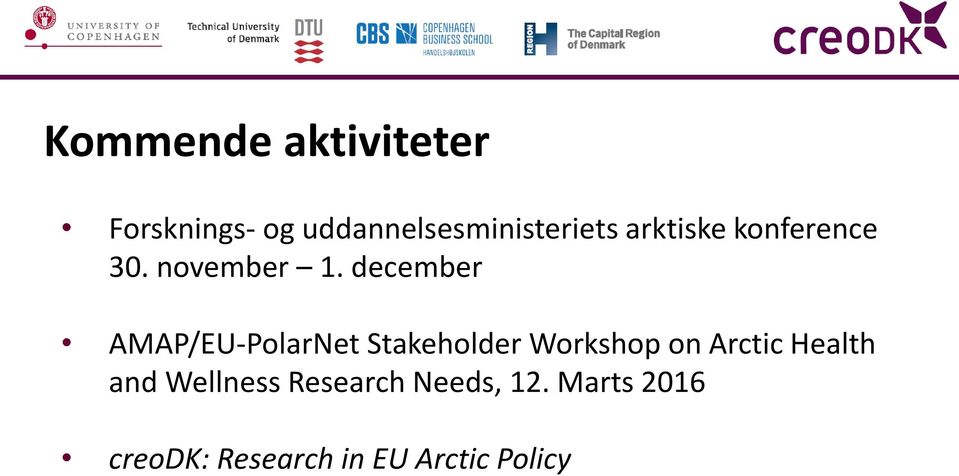 december AMAP/EU-PolarNet Stakeholder Workshop on Arctic
