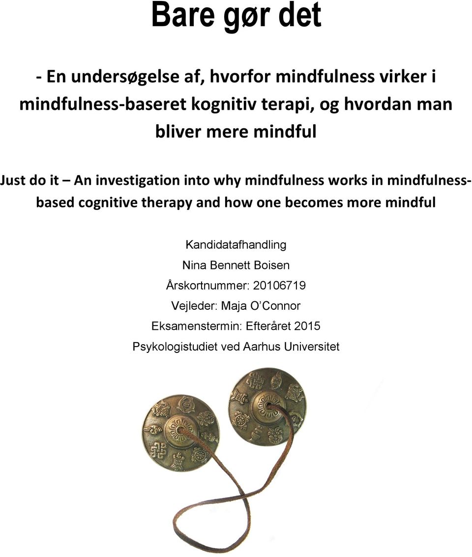 in mindfulness- based cognitive therapy and how one becomes more mindful Nina Bennett Boisen