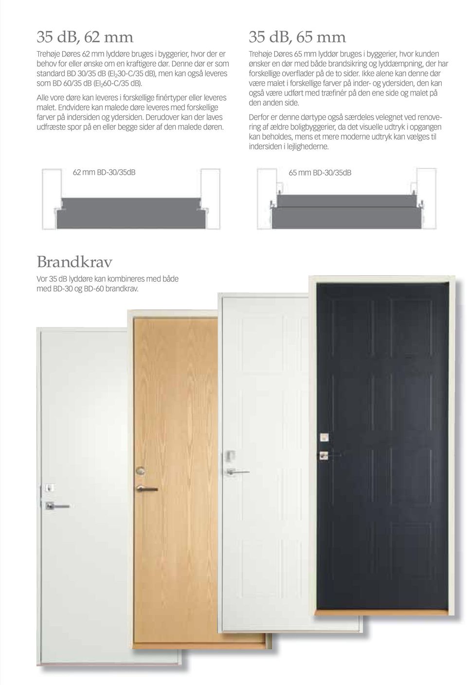 Endvidere kan malede døre leveres med forskellige farver på indersiden og ydersiden. Derudover kan der laves udfræste spor på en eller begge sider af den malede døren.