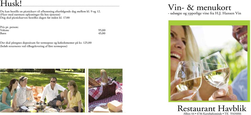 00 Vin- & menukort - udsøgte og ypperlige vine fra H.J. Hansen Vin Pris pr.