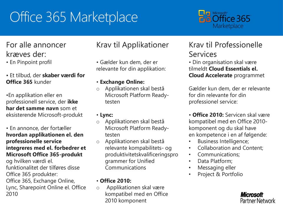 funktionalitet der tilføres disse Office 365 produkter: Office 365, Exchange Online, Lync, Sharepoint Online el.