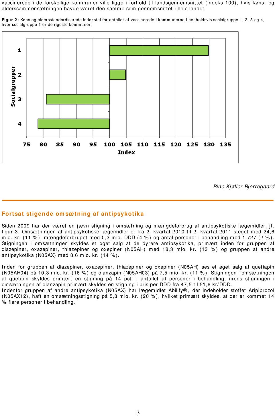 Bine Kjøller Bjerregaard Fortsat stigende omsætning af antipsykotika Siden 2009 har der været en jævn stigning i omsætning og mængdeforbrug af antipsykotiske lægemidler, jf. figur 3.