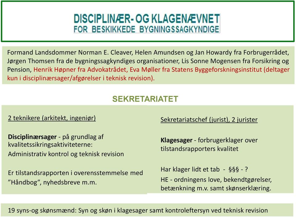 Møller fra Statens Byggeforskningsinstitut (deltager kun i disciplinærsager/afgørelser i teknisk revision).