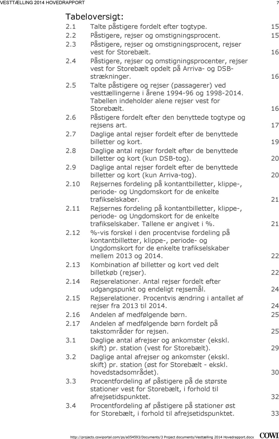 5 Talte påstigere og rejser (passagerer) ved vesttællingerne i årene 1994-96 og 1998-2014. Tabellen indeholder alene rejser vest for Storebælt. 16 2.